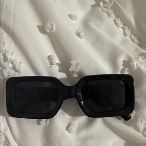 Black Square Sunglasses with Gold Detailing